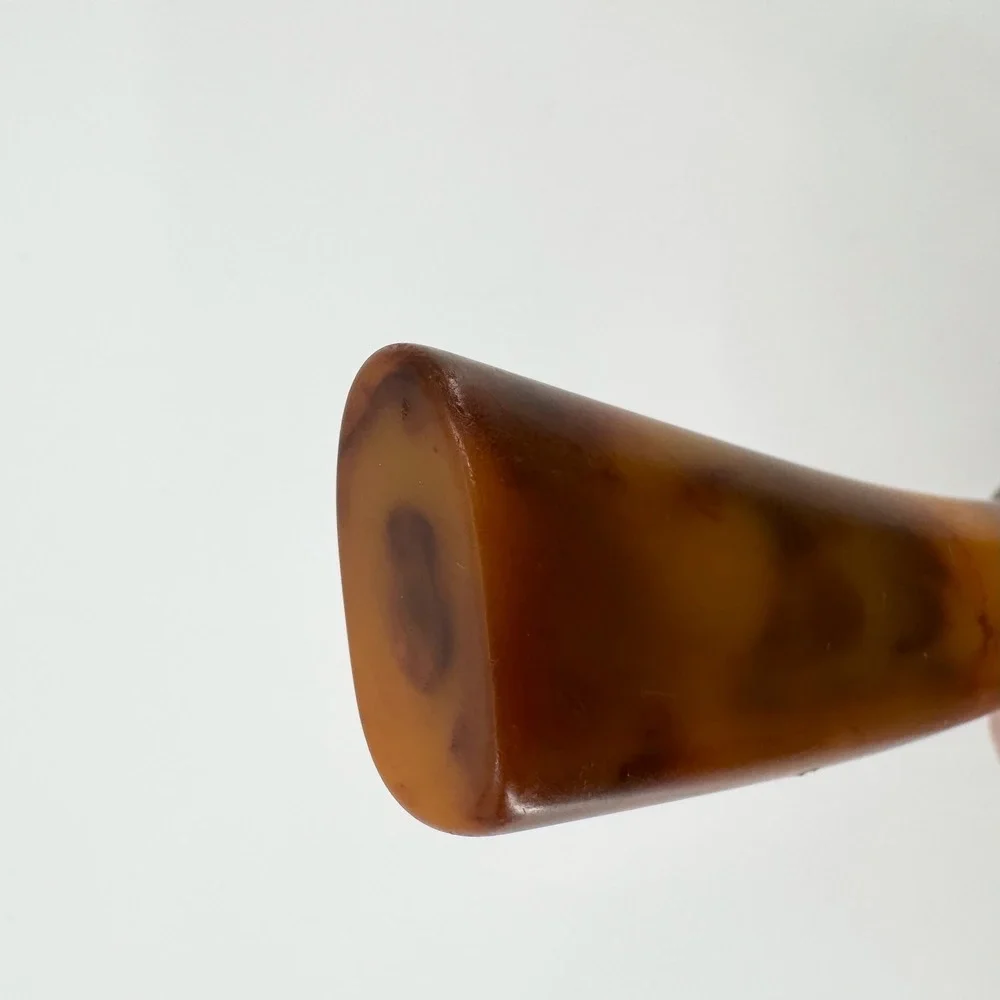 Vtg Carving Meat Fork Amber Marbled Bakelite ? Handle Kitchen Utensil Retro